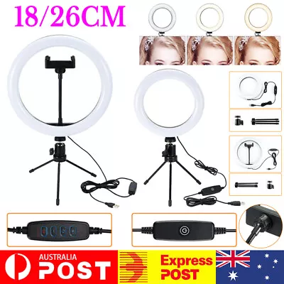 7 -10  Dimmable LED Ring Light Tripod Stand For YT / TikTok Phone Live Selfie AU • $16.47