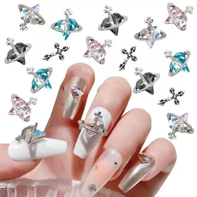 30PCS Nail Art Charms 20Pcs Planet Nail Charms & 10Pcs 3D Cross Nail  • $14.16