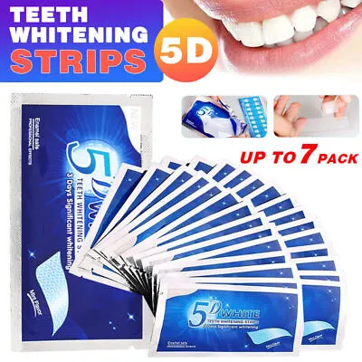 $9.58 • Buy 5d Teeth Whitening Strips Pro Safe White Tooth Clean Gel Bleach Dental Strength