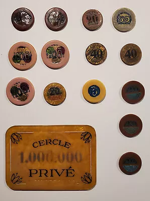 Lot Of 15 Vintage Societe Des Bains De Mer Jeton Poker Chips Monte Carlo Monaco • $199.99