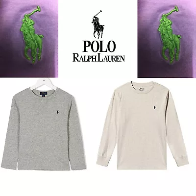 New Ralph Lauren Boys T-Shirt Real Polo Top Genuine Long Sleeve Cotton Crew Neck • £5.95