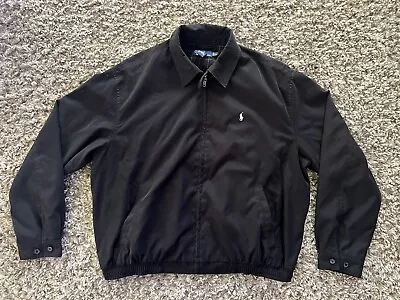 Polo By Ralph Lauren Black Harrington Bomber Checked Lined Jacket Size XL VTG • $35