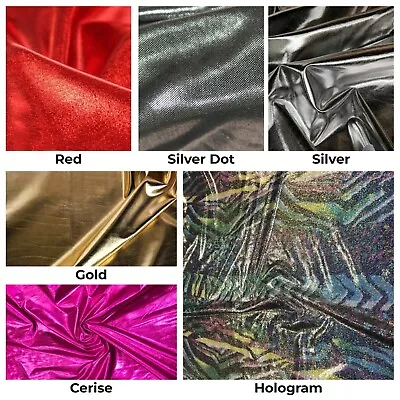 SHINY METALLIC LYCRA FABRIC STRETCH Fashion Dancewear Costumes Clothing Foil • £1.39