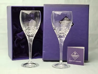 Boxed Pair Of Edinburgh Crystal Portree Wine Glasses • £45