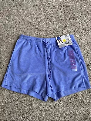 NWT Como Vintage Women’s SMALL Periwinkle Blue Terry Cloth Shorts $36 • $15.99