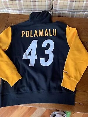 Mitchell & Ness Pittsburgh Steelers Troy Polamalu Throwback Vtg Hoodie Men  Xl • $49.99