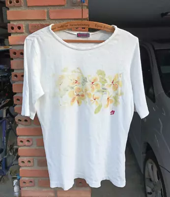 R By 45rpm White Elbow Sleeve Plumeria Flower T Shirt Japan Sz 3 • $34