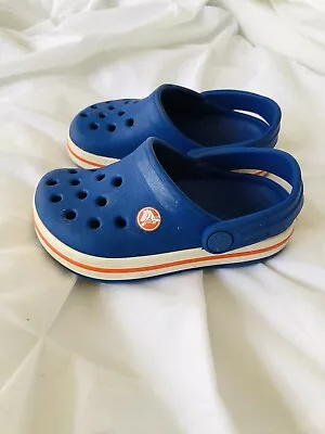 Blue Red Stripe Baby Toddler Size 6 Crocs • £6.31