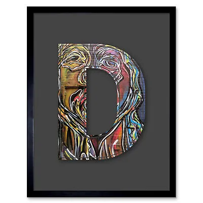 $31.34 • Buy Letter D Multicoloured Face Wall Graffiti Alphabet Initial Framed Art Print 9X7 