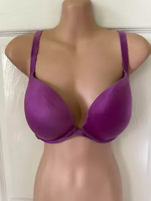 La Senza Purple Thick Padded Push Up / T-shirt Bra - 34e - Smooth Look • £4