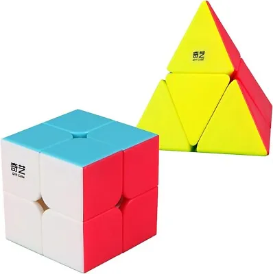 2 Pack  Speed Cube Set   2x2x2 Pyramid  Magic Cube Puzzle Toys Stickerless • $12.99