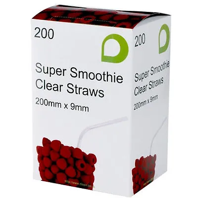 9mm Clear Jumbo Smoothie Straws Drinking Straws Smoothies Juice Milkshakes Slush • £8.45