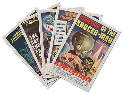 UFO Flying Saucer Alien Vintage Movie Reprint Posters - Set Of Five (5) C. 1950 • $27.97