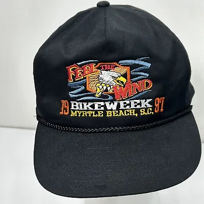 1997 Bikeweek Myrtle Beach SC Trucker Hat Feel The Wind Motorcycle Adjustable • $14.96