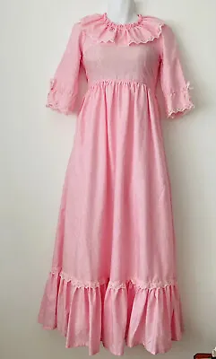 Dress Lace Victorian Bo Peep 70s Wedding Bridesmaid Small 34”Pink Vtg Dress Up • £19.99