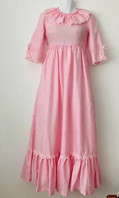 Dress Lace Victorian Bo Peep 70s Wedding Bridesmaid Small 34”Pink Vtg Dress Up • £17.99