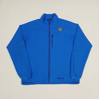 Marmot Tempo Jacket Mens Large Blue Full Zip M3 Water Resistant Soft Shell Logo • $24