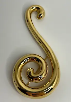 Vintage Monet Signed Gold Tone Large Swirl Brooch • $14.99