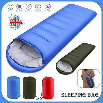 £16.69 • Buy 4 Season Sleeping Bag Adult Kids Camping Mountain Envelope Zip Up Single Bags Uk