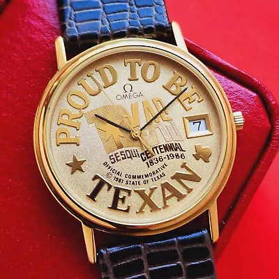 Omega Proud To Be Texan Watch 1986 Sesqui-Centennial Rare Full Set 396.0969 Mens • $799