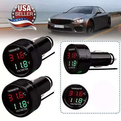 USB Car Charger Cigaretter LED 12V 24V Volt Gauge Voltage Meter Thermometer • $20.98
