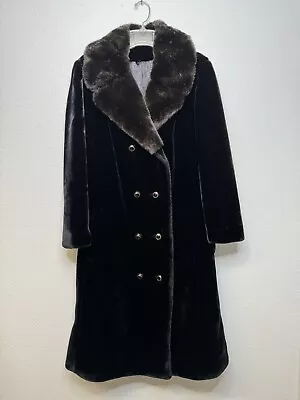 Vintage Fur Black Lined Coat With 8-Buttons Made With Super Seal Fabric • $55