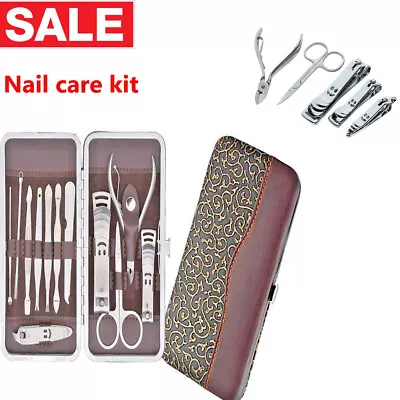 12 Piece Nail Care Set Kit Manicure Pedicure Cutter Clippers Kit Set Case Unisex • £3.99