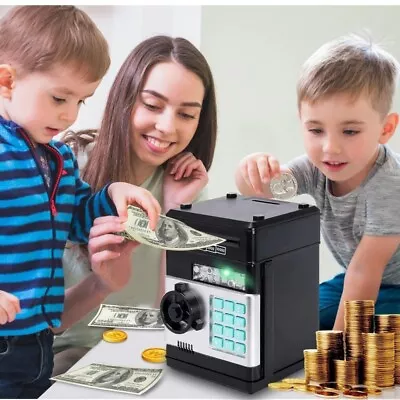 Electronic Money Box Safe For Kids Piggy Bank Mini ATM Cash Machine Coin Saving • £13.99