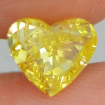 $1175 • Buy Heart Shaped Diamond Loose Fancy Yellow Real 0.90 Ct VS2 Enhanced 6.96X6.02 MM