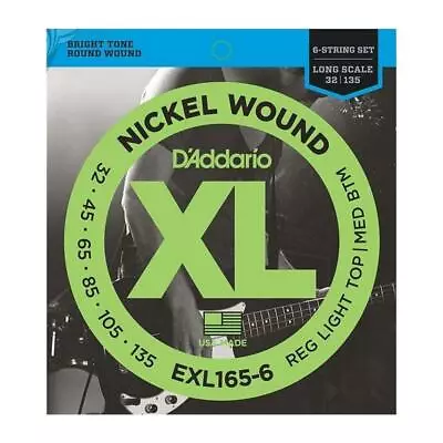 D'Addario Nickel Wound Bass Strings EXL165-6 Long Scale .032 - .135 • $27.99