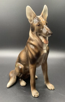 $74.99 • Buy Vintage Keramos Vienna Austria German Shepherd Alsatian Dog Figurine Sitting EUC