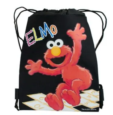 Sesame Street Elmo Drawstring Backpack School Sport Black Gym Bag • $10.99