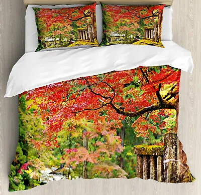 Japanese Duvet Cover Set With Pillow Shams Sakura Tree Blossom Print • $69.99