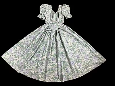 Vintage Unworn LAURA ASHLEY Mint Green Floral Cottagecore Dress 8 • $300