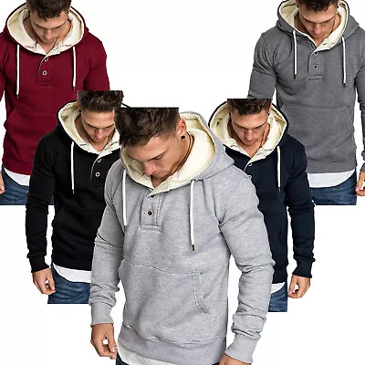 Men Hoodie Casual Hooded Solid Pocket Slim Fit Sweatshirts Pullover Sweater Tops • $12.08