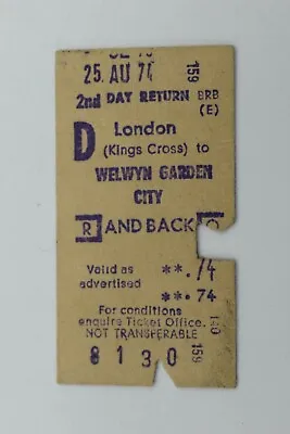 Railway Ticket London Kings Cross To Welwyn Garden City 2nd Class BR #8130 • £3