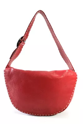 Nicole Miller Womens Magnetic Flap Leather Shoulder Bag Tote Handbag Red • $40.81