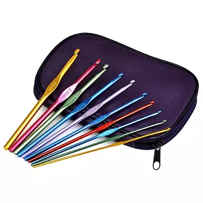 £5.99 • Buy Aluminium Crochet Hooks Knitting Needles Faux Leather Case 0.6mm - 6.5mm 22 PC