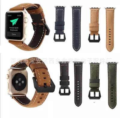 For Apple Watch Series 7 8 41mm 45mm S7 S8 Genuine Leather Watch Band Strap • $21.99