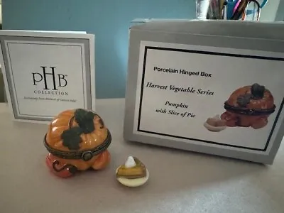 Pumpkin Hinged Box W/ Slice Of Pie Trinket -Retired PHB Harvest Vegetable Series • $89.99