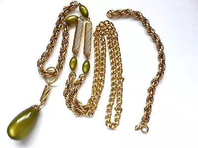 $20.88 • Buy Vintage Sarah Coventry  Golden Avocado  Green Moonglow Necklace & Bracelet