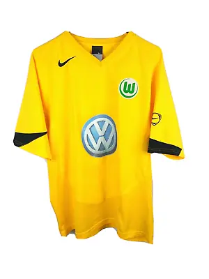£24 • Buy Vintage Nike Vfl Wolfsburg Shirt 2004 2005 Size M Medium Yellow Volkswagen Away