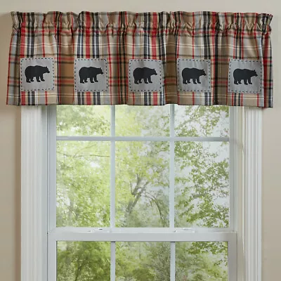 Bear Country Patch Lined Cotton Cabin Window Valance 60 X 14 Home Decor • $42