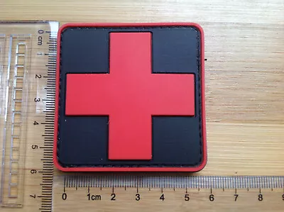6cm Jtg Medic Red Cross Paramedic 3d Tactical Army Morale Pvc Rubber Patch Black • $5.99
