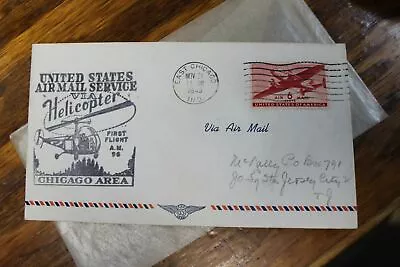 $25.64 • Buy Air Mail First Flight By Helicopter Cover Chicago Area 11/21/1949 #035