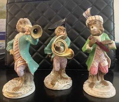 Antique Meissen Three-Piece Monkey Band Porcelain Figurines • $690