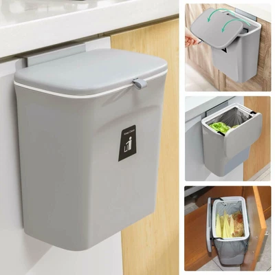 £14.99 • Buy Wall Mounted Waste Bin Kitchen Cabinet Door Cupboard Hanging Trash Can W/ Lid UK