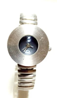 £4 • Buy Ladies Chunky Silver Tone Time Design Watch With Silver Tone Expandable Strap