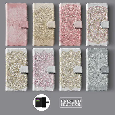 £9.89 • Buy Gold Mandala Pattern Leather Wallet Phone Case For Iphone
