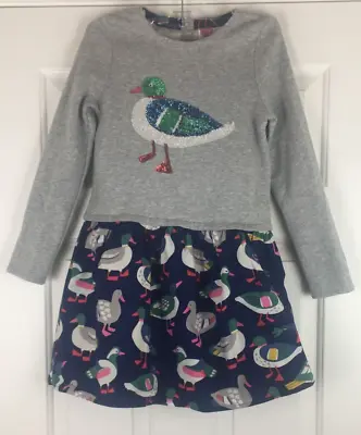 Mini Boden Girl's Dress Size 9-10 Duck Sequin Gray Multicolor Long Sleeve • $22.99
